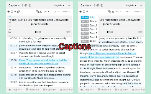 vCaptions: Legendas Inteligentes e Resumos AI para Vídeos - Screenshot 2